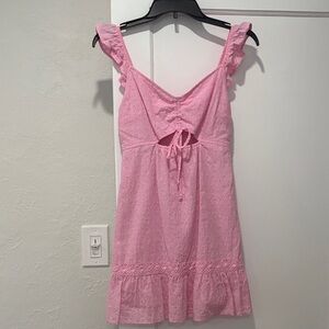 Pink Sleeveless Ruffle Dress